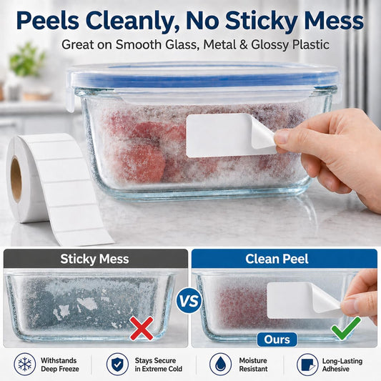 1200 Freezer Labels to Write On, 1x2 Inch Removable Food Labels, Freezer-Safe to -30°F with Perforation, Water & Oil-Resistant Date Labels for Food Containers, Meal Prep, Mason Jars & Pantry