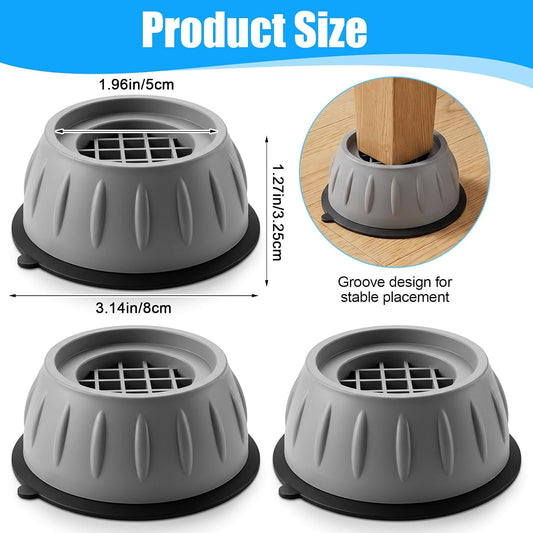 4 PCS Anti Vibration Pads for Washing Machine Leveling Feet Rubber Anti-Vibration Feet Pad Antivibration Pads for Washing Machine Reduce Noise Dryer Shock Prevent Walking, Universal Size