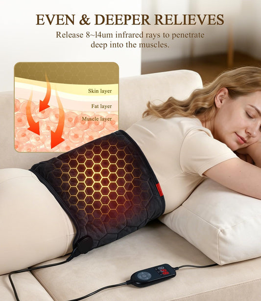 Extra-Hot Heating Pad for Back: Deep Relief Chronic Lower Back Pain | Far Infrared Hottest 160℉ 3s Fast Heat - Relaxation Muscle for Seniors Women Men - 12" x 50" 8 Temps & 4H Auto Off (Large)