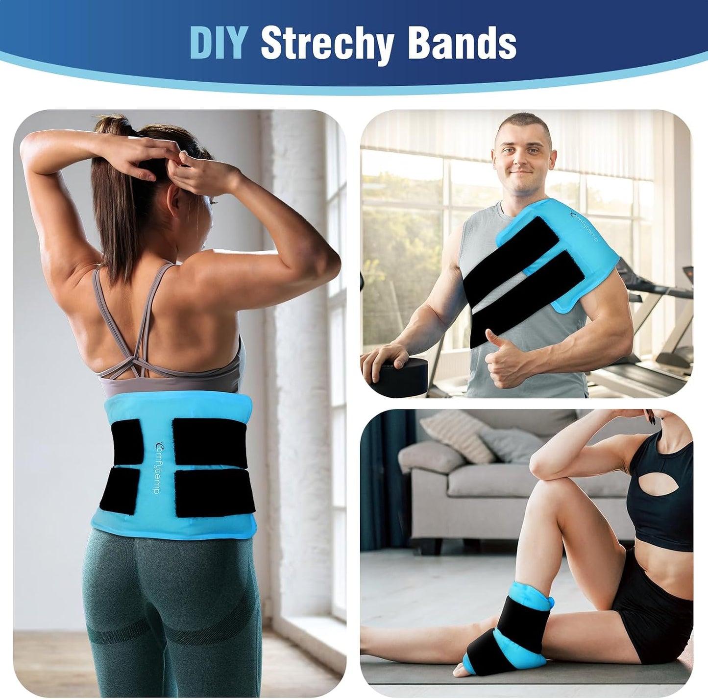 Comfytemp Ice Packs for Injuries Reusable, Large Hot Cold Gel Pack for Body | FSA Eligible HSA, Wearable Ice Heat Pad Wrap for Shoulder Back Knee Pain Relief, Arthritis, 2 Adjustable Straps, 10.5"x14.5"