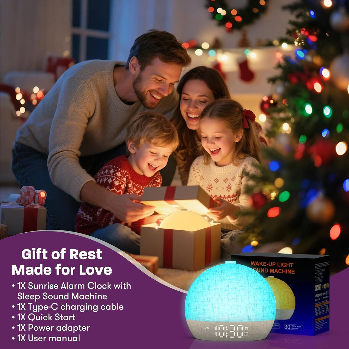 Wake Up Light Sunrise Alarm Clock, White Noise Sound Machine
