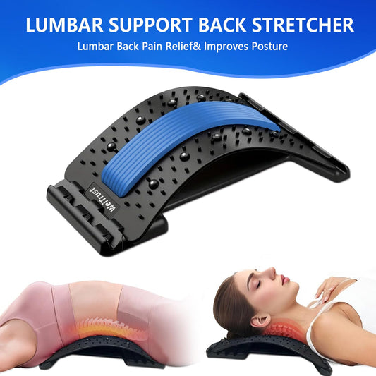 Back Stretcher - 4-Level Adjustable Lumbar Support Board & Back Cracker for Lower Back Pain Relief, Home Office Use (Purple)