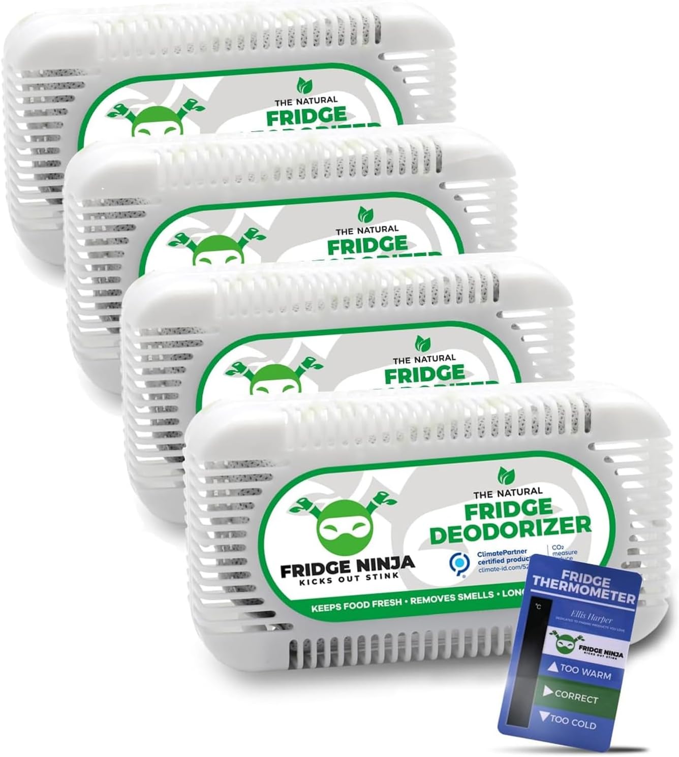 Fridge Ninja XL Pack Refrigerator Deodorizer, Fridge Odor Eliminator | Better than Baking Soda, Refrigerator & Fridge Smell Eliminator, Freezer Deodorizer Odor Eliminator for Refrigerators