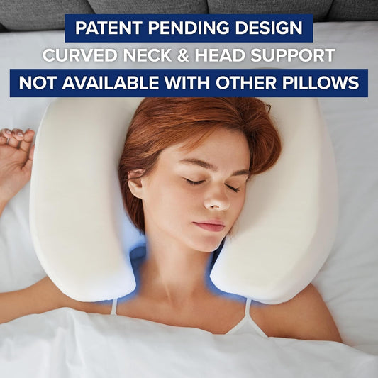 The Best Back Sleeper Pillow, Sleep on Your Back Comfortably | Wrinkle Prevention, Patent Pending Neck Support, Satin Case Included, 100 Night Sleep Trial, CertiPUR-US