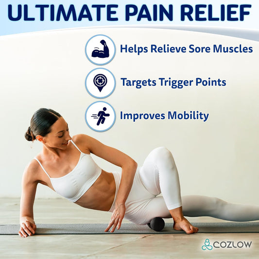 COZLOW Peanut Massage Ball - Deep Tissue Therapy, Pain Relief - Cobalt Blue | Cozlow 5" double lacrosse silicone massage ball, trigger point roller for mobility, acupressure tool for myofascial release
