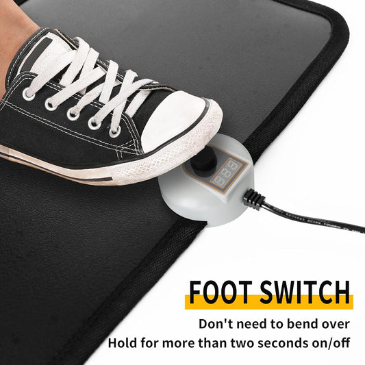 Livtribe AC 110V Heated Floor Mat for Foot, Wood Stripe Carbon Crystal Heating Pad, Electric Heated Foot Warmers for Office, Home Brown