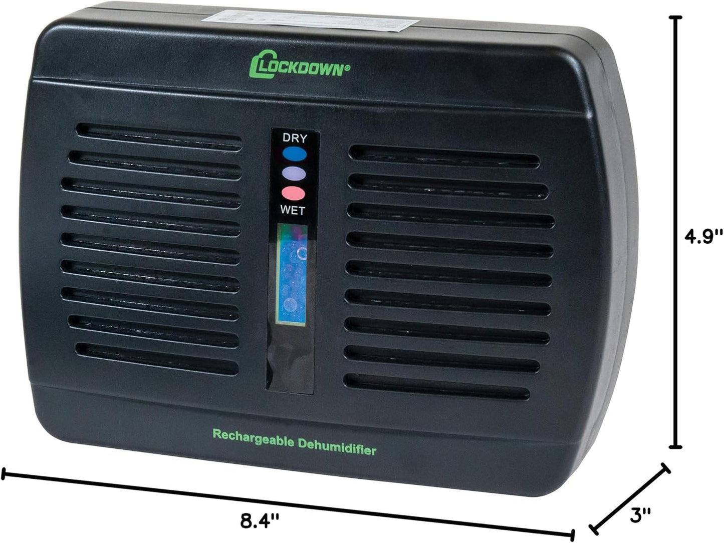 Lockdown Rechargeable/Renewable Dehumidifier with Compact, Cordless, Non-Toxic Design and Battery Level Indicator for Humidity Control in Gun Safe