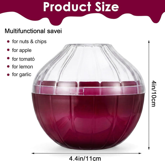 Onion Storage Container for Fridge, Reusable Onion & Tomato Keeper with Lid - Vegetable Holder for Refrigerator, Produce Saver Box for Freshness, 4.33 x 4.33 x 4.02 Inches