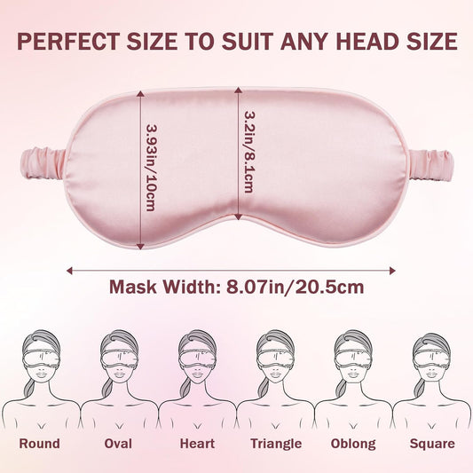 Amrules Sleep Mask Set of 2, Adjustable Silk Eye Mask for Sleeping, Soft Sleeping Eye Shade Cover for Women, Good for Blocking Light, Reducing Puffiness, Enhancing Sleep Quality (Blush Pink & Black)