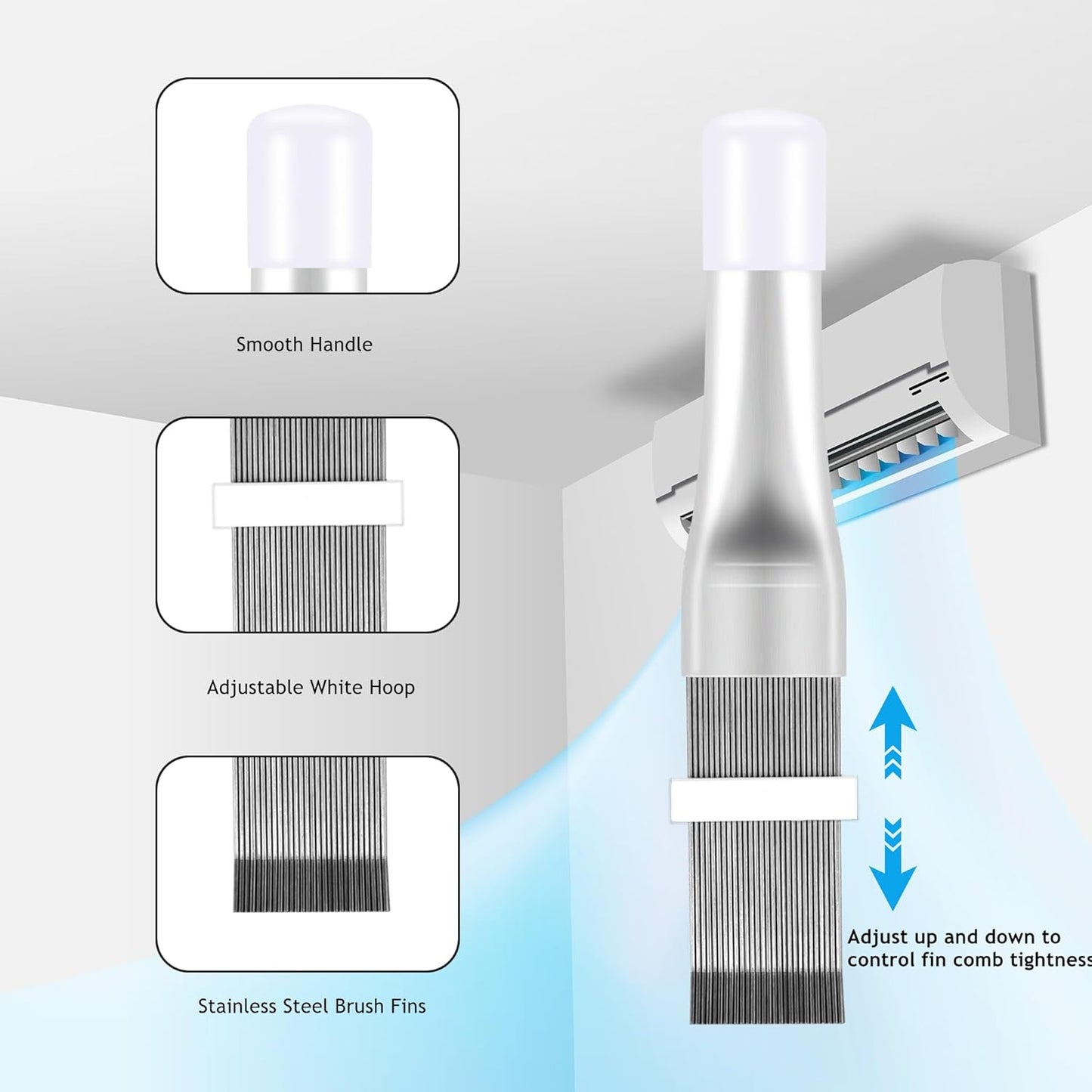 2Pcs Air Conditioner Fin Comb Cleaner kit AC Coil Cleaning Brush Condenser Fin Straightener AC Evaporator Comb Radiator Repair Clean Tool