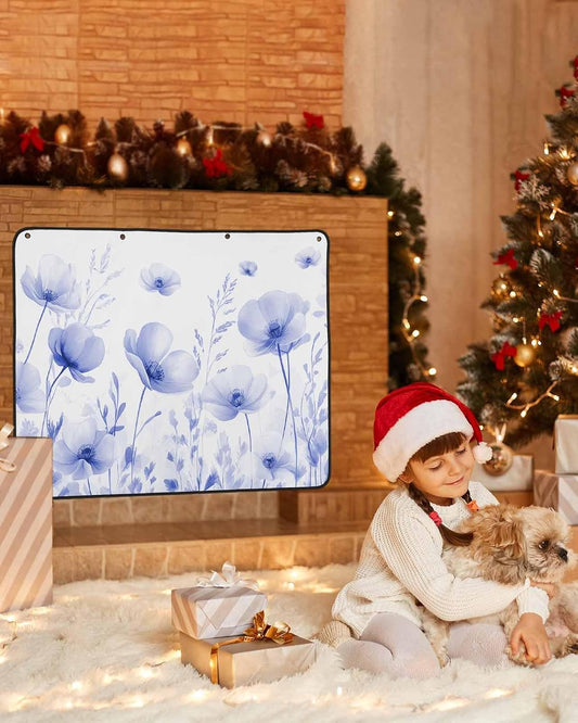 Magnetic Fireplace Cover Vintage Floral Fireplace Screen Decorative Watercolor Flower Leaves Insulation Fireplaces Blocker Blanket Save Energy Fireplaces Draft Stopper Covers for Living Room 36x30
