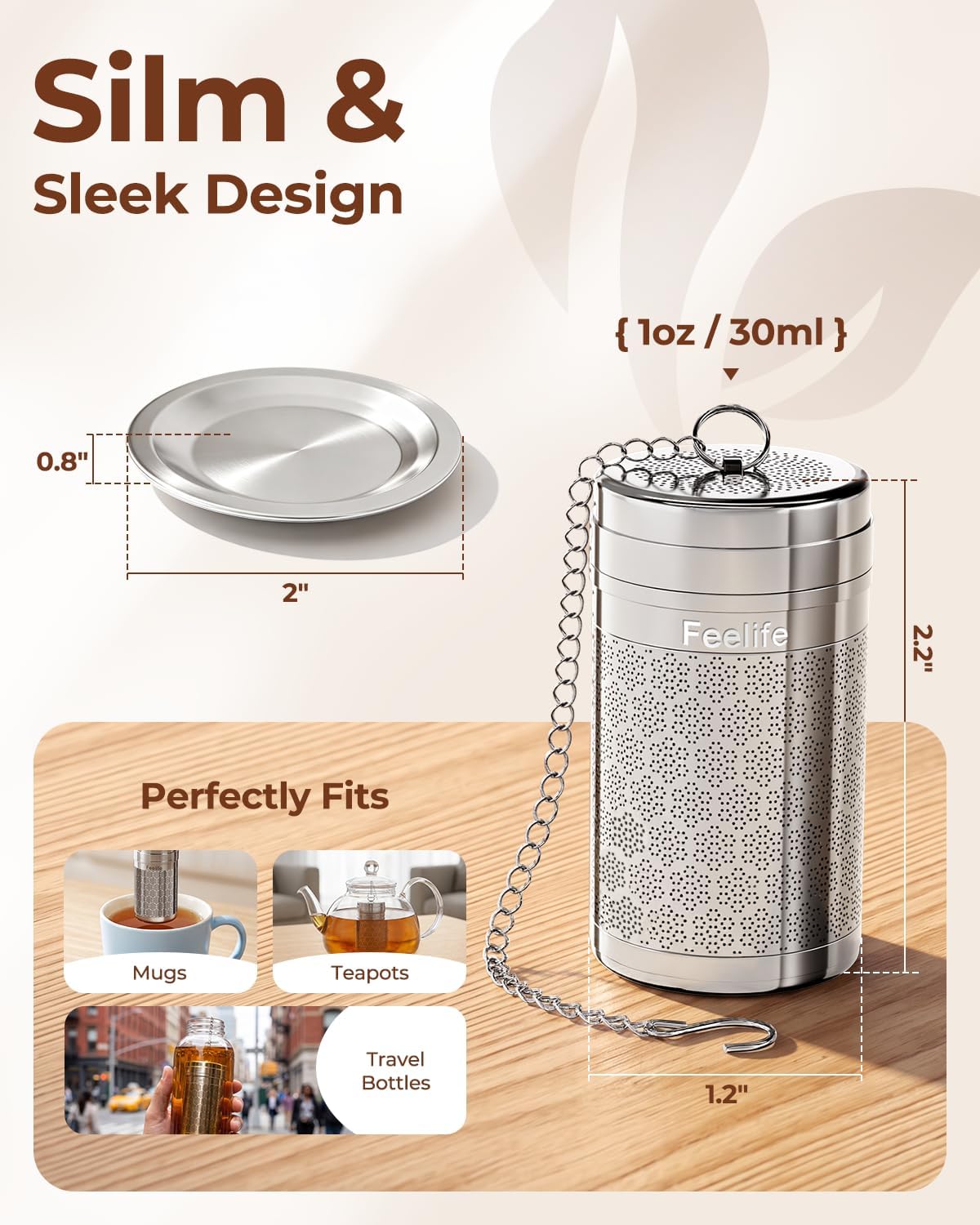 Large Snowflake Stainless Steel Tea Infuser for Loose Leaf Tea Ball | 2” x 2.8” Ultra-Fine Mesh Tea Strainer & Spice Ball for Cooking, Loose Leaf Tea Steeper for Cup Mug Teapot Pitcher Bottle