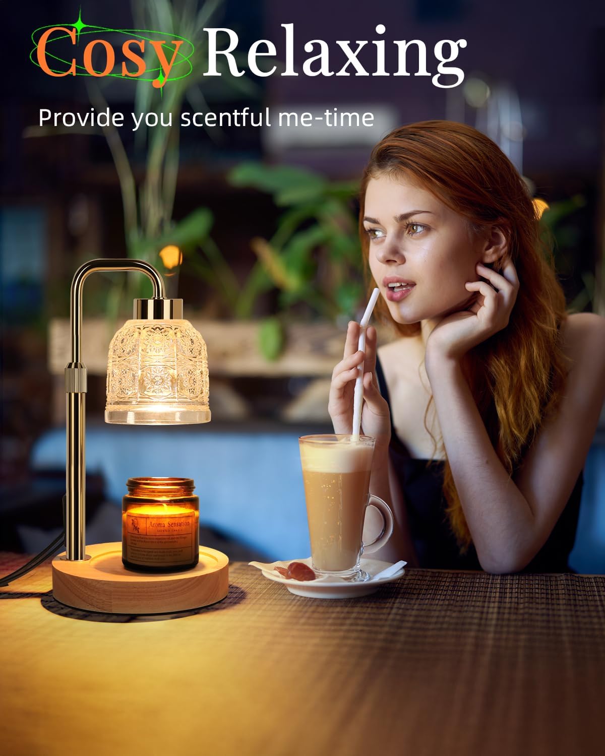 AIFEI Candle Warmer Lamp with Timer, Birthday Gifts for Women Mom, Black | FlameSafety Candle Lamp - Dimmable Adjustable Height with 2 Bulbs, House Warming Gifts New Home, Fits Most Jar Candle