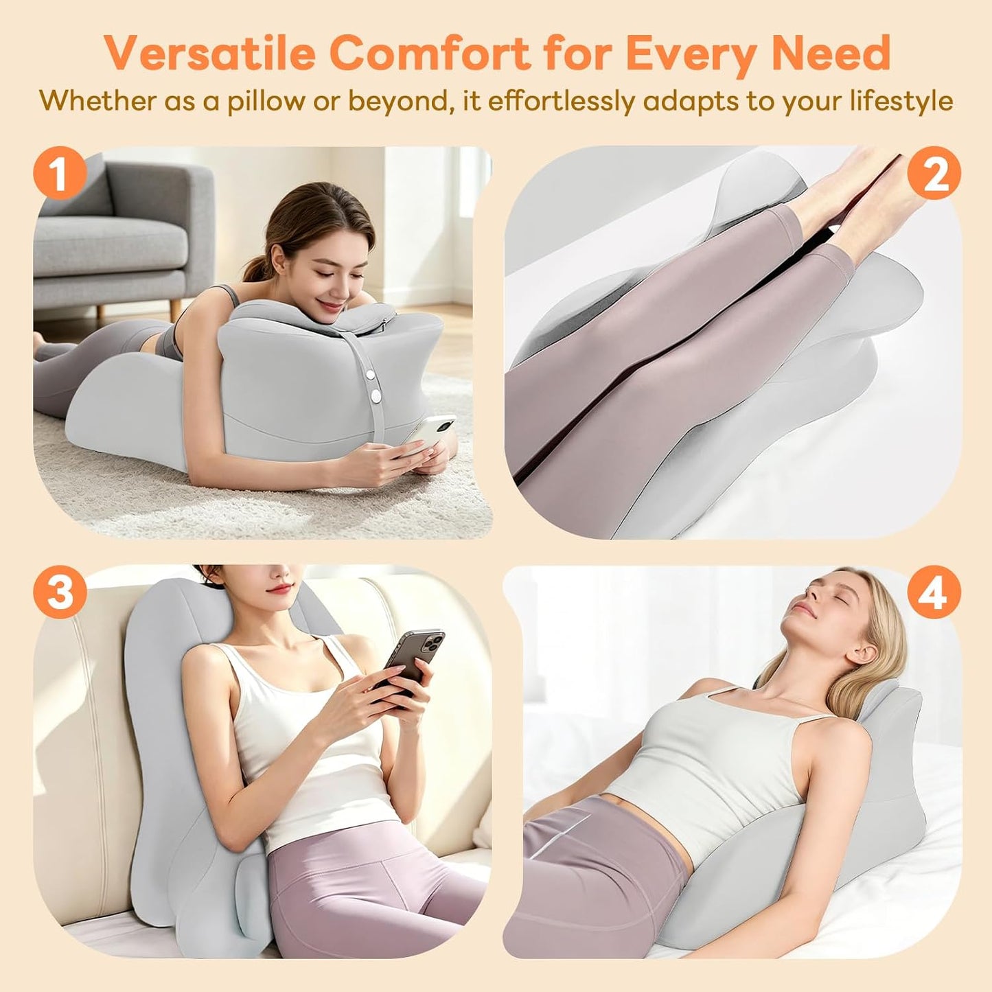 Memory Foam Wedge Pillow, 27° Angled Ergonomic Contoured Intimacy Couples Positioning Pillow for Reading, Back & Neck Support, Multi-Functional Body Support Cushion with Removable Cover