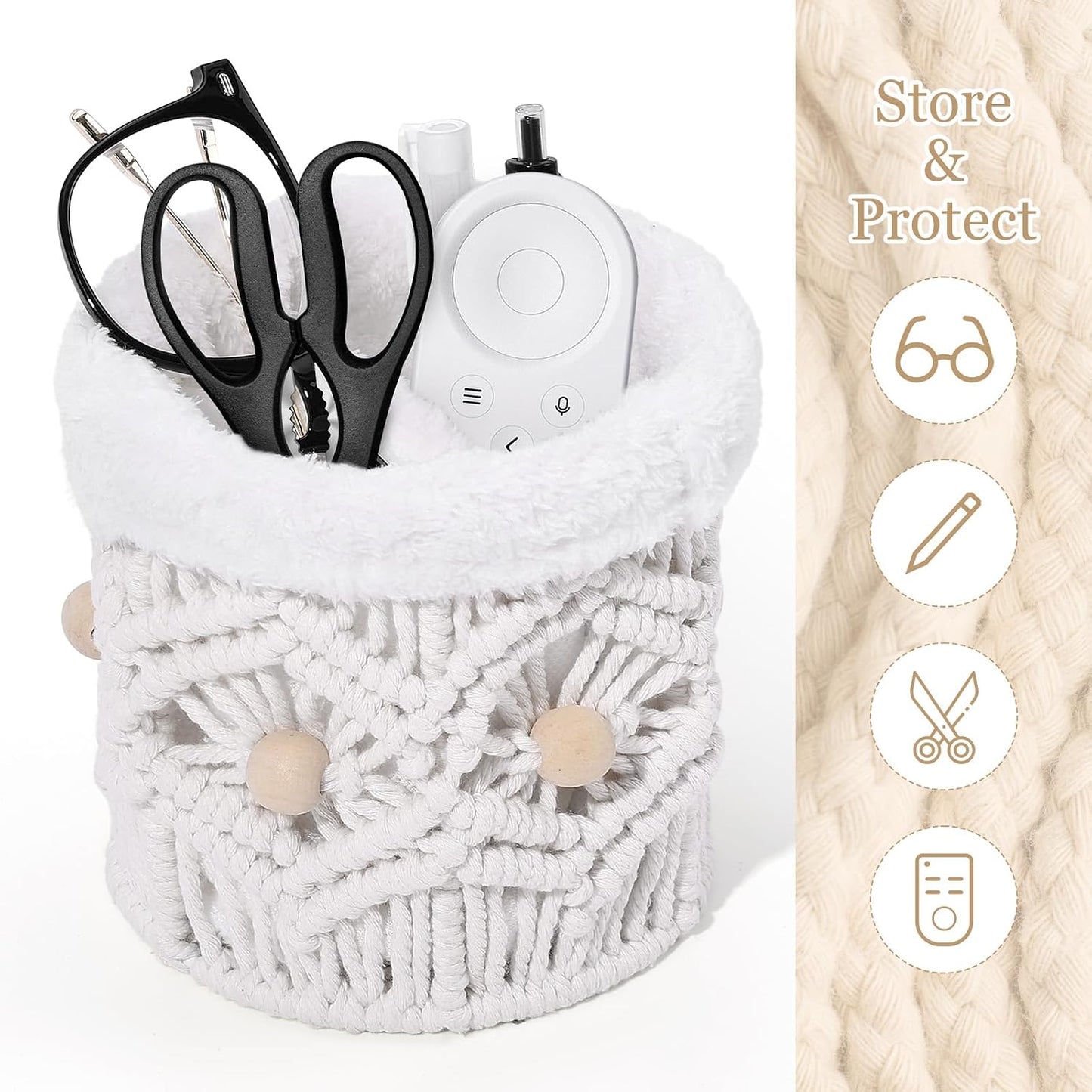 SNOWSTAR Plush Lined Eyeglasses Holder Stand for Nightstand,Boho Protective Eyeglass Holder with 2 Compartments 