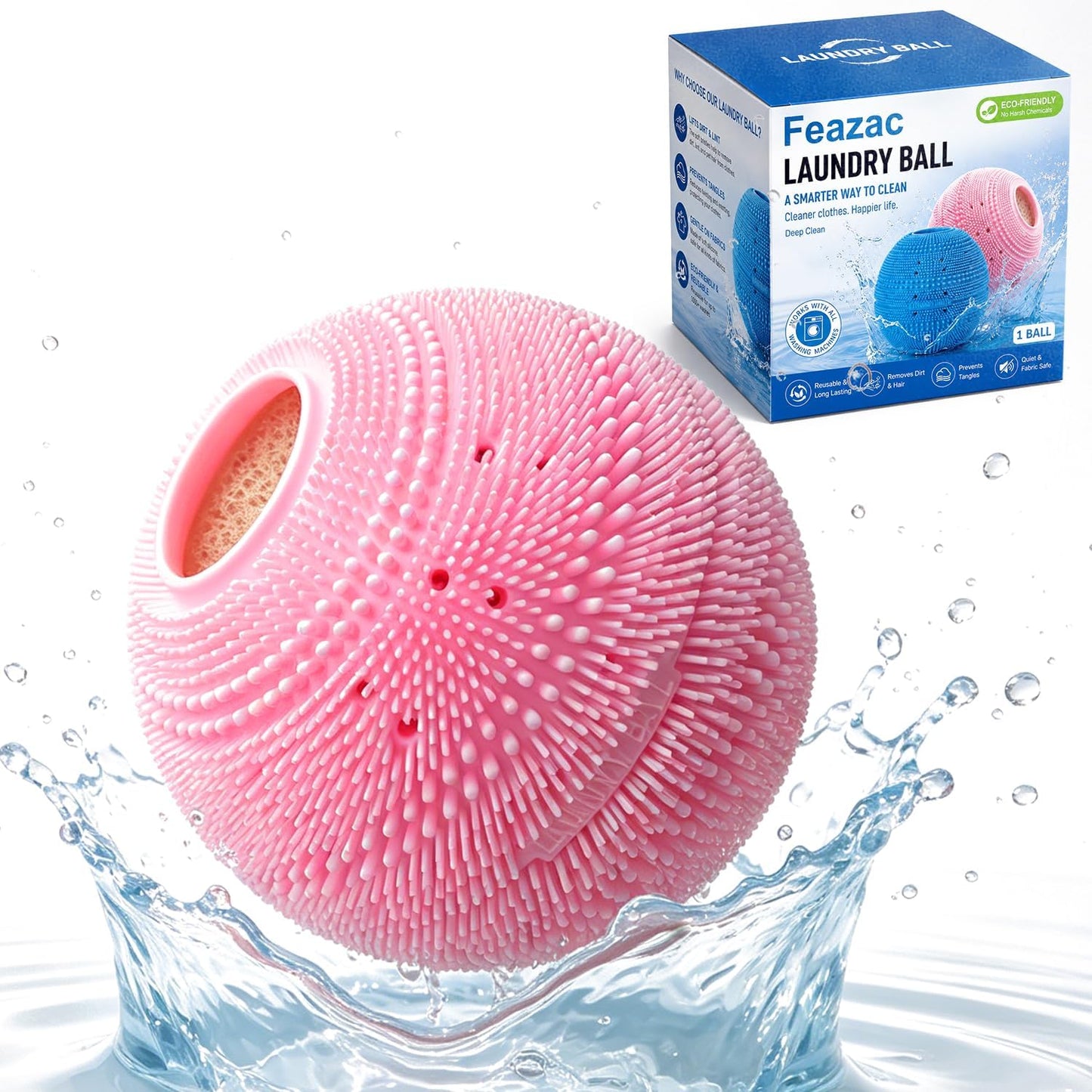 Reusable Laundry Ball for Washing Machine, Reusable Silicone Scrubber with Built-in Filter, Captures Pet Hair, Lint & Dirt, Helps Reduce Tangling, Fabric Safe, 1 Pack(Blue)