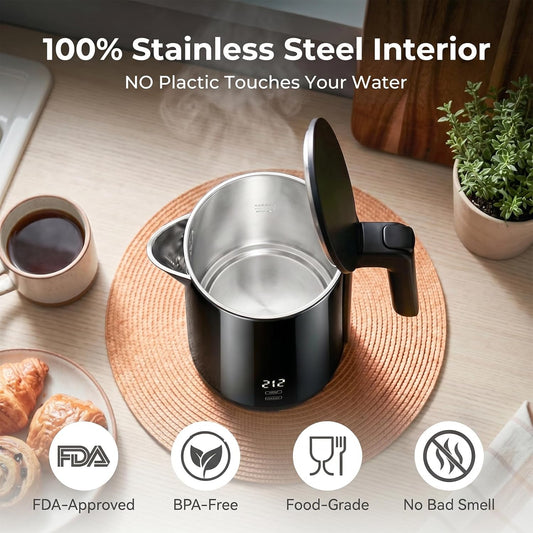 Electric Kettle 1.0L, 1200W Fast Boiling, 7 Temp Settings & 4H Keep Warm | Stainless Steel Inner, BPA-Free, Auto Shut-Off, Water Boiler, Cool Touch Exterior, Tea Coffee Kettle for Home Office, Black