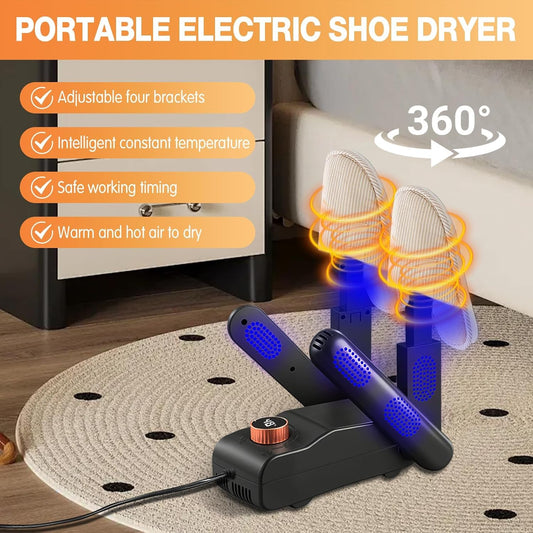 Boot Dryer Shoe Dryer - Glove Dryer and Boot Warmer Heat Blower for 4 Pairs Everlasting Comfort (Black)
