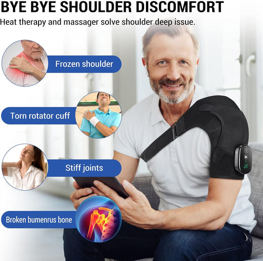 Shoulder Heating Pad with Massage , Shoulder Massager for Pain Relief | Shoulder Massager with Heat, Heated Shoulder Wrap for Rotator Cuff, Heated Shoulder Brace for Women Man