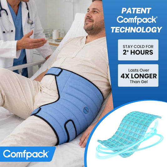 Hip Ice Pack Wrap After Surgery, 2 Hours Long Lasting Cold Therapy | Flexible & Evenly Cooling Reusable Ice Pack for Hip Replacement Surgery, Injuries, Sciatica, Bursitis, Hip Flexor Pain, Gift