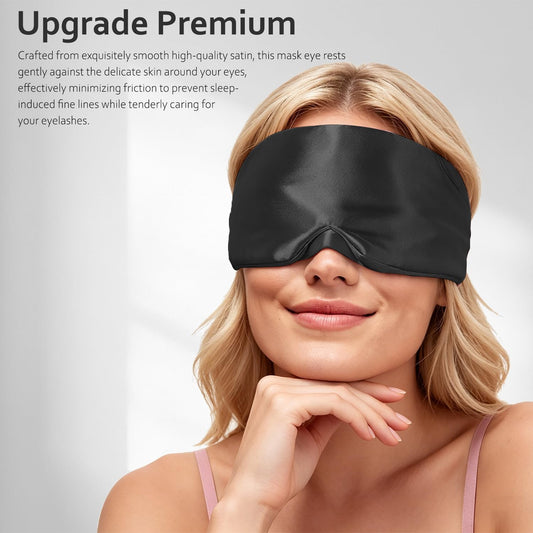 Soft Sleep Mask, Blackout Eye Mask for Side Sleepers for Women Men | Side Sleepers Satin Eye Mask, Face-Hugging Padded Eye Cover for Sleeping with Adjustable Band, Pink