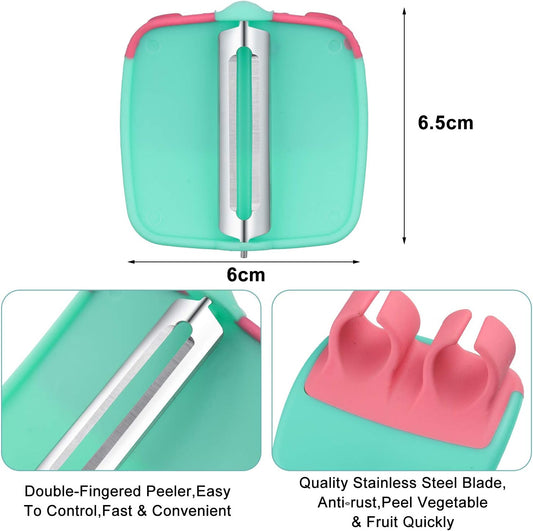 Mudder 4 Pack Finger Peeler Vegetable Fruit Potato Kitchen,Assorted Colors | Rubber Grip Design, Blade for Carrot Cucumber Pumpkin, Quick Vegetable Prep, Fits Multiple Hand Sizes, Palm Peeling