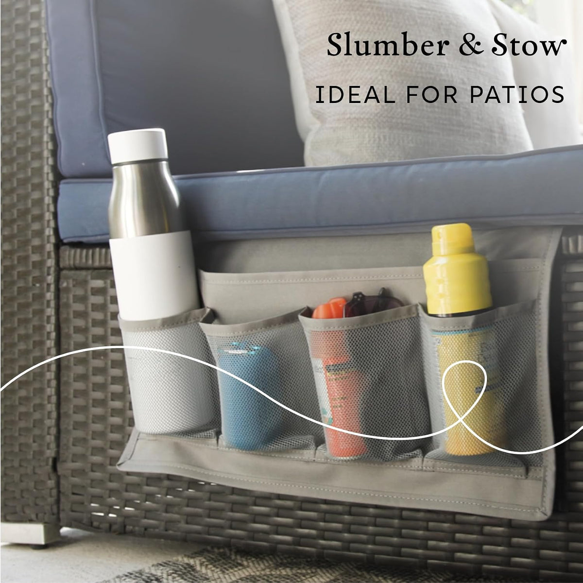 Houseify Slumber & Stow Hanging Bedside Caddy Organizer, 5 Pockets