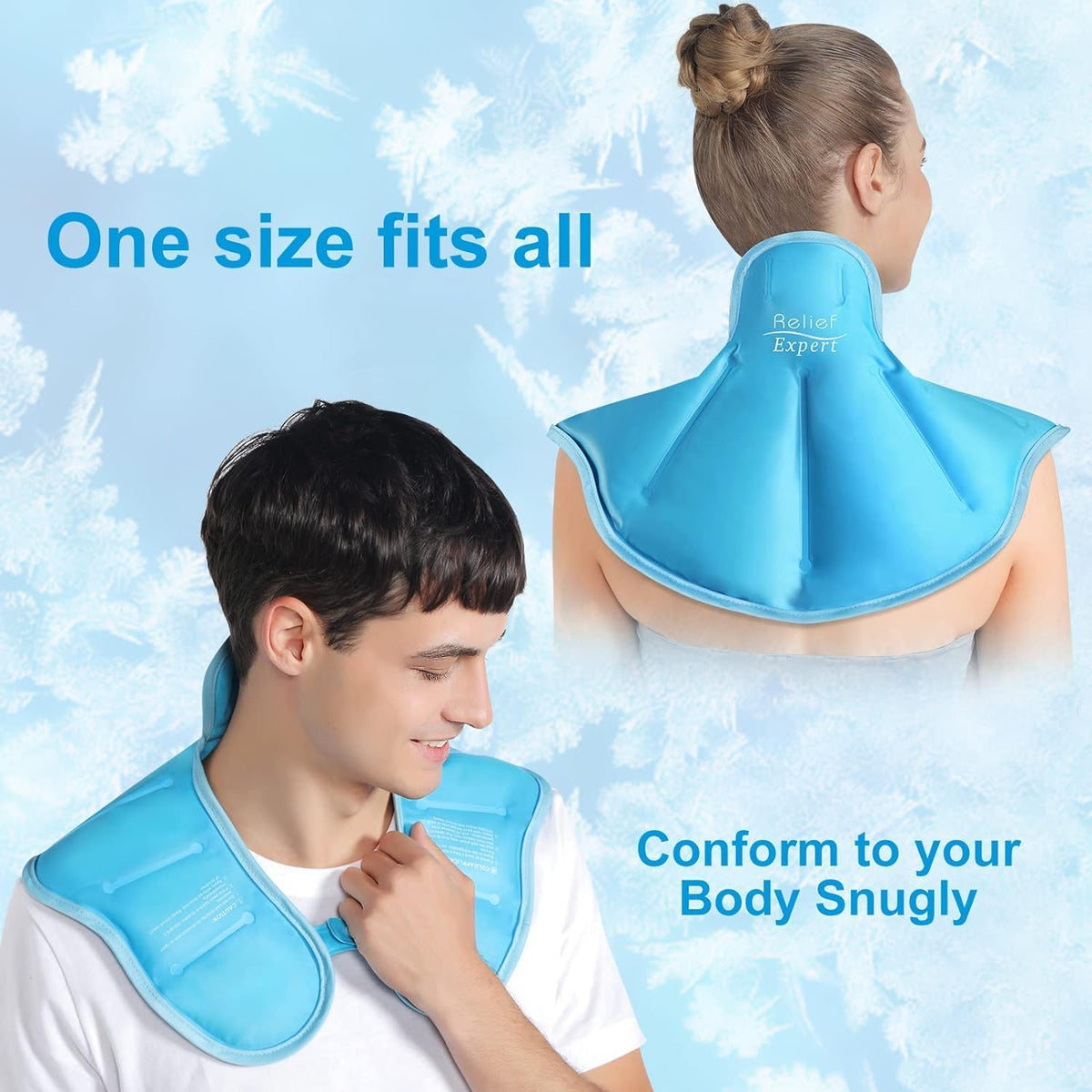 Reusable Ice Pack for Neck and Shoulders Upper Back Discomfort, Large Neck Ice Pack Wrap with Soft Plush Lining, Reusable Gel Cold Compress for Post-Workout Recovery, Hands-Free Design, Blue