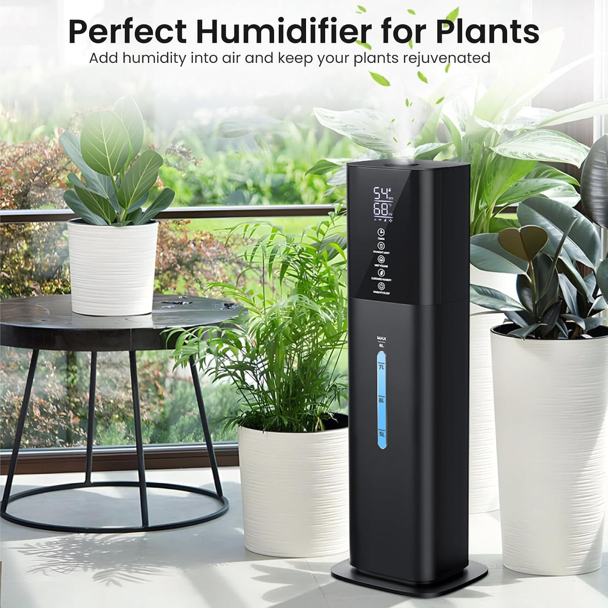 Humidifier Large Room Bedroom, 8L/2.1Gal Top Fill Cool Mist Humidifiers with Humidistat, 3-Speeds, 48H Runtime, Quiet Sleep Mode, Night Light, 12H Timer, 360° Nozzle & Aroma Diffuser for Baby, Plants
