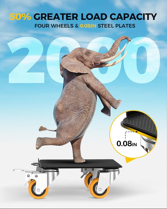 KYX Furniture Dolly, Furniture Movers with 4 Wheels,Carbon Steel Panel Heavy Duty Dolly, Furniture Lifter with 360° Rotatable Silent Floor-Friendly Universal Wheels, Max Load 2000LBS (5.4x5.4 in)