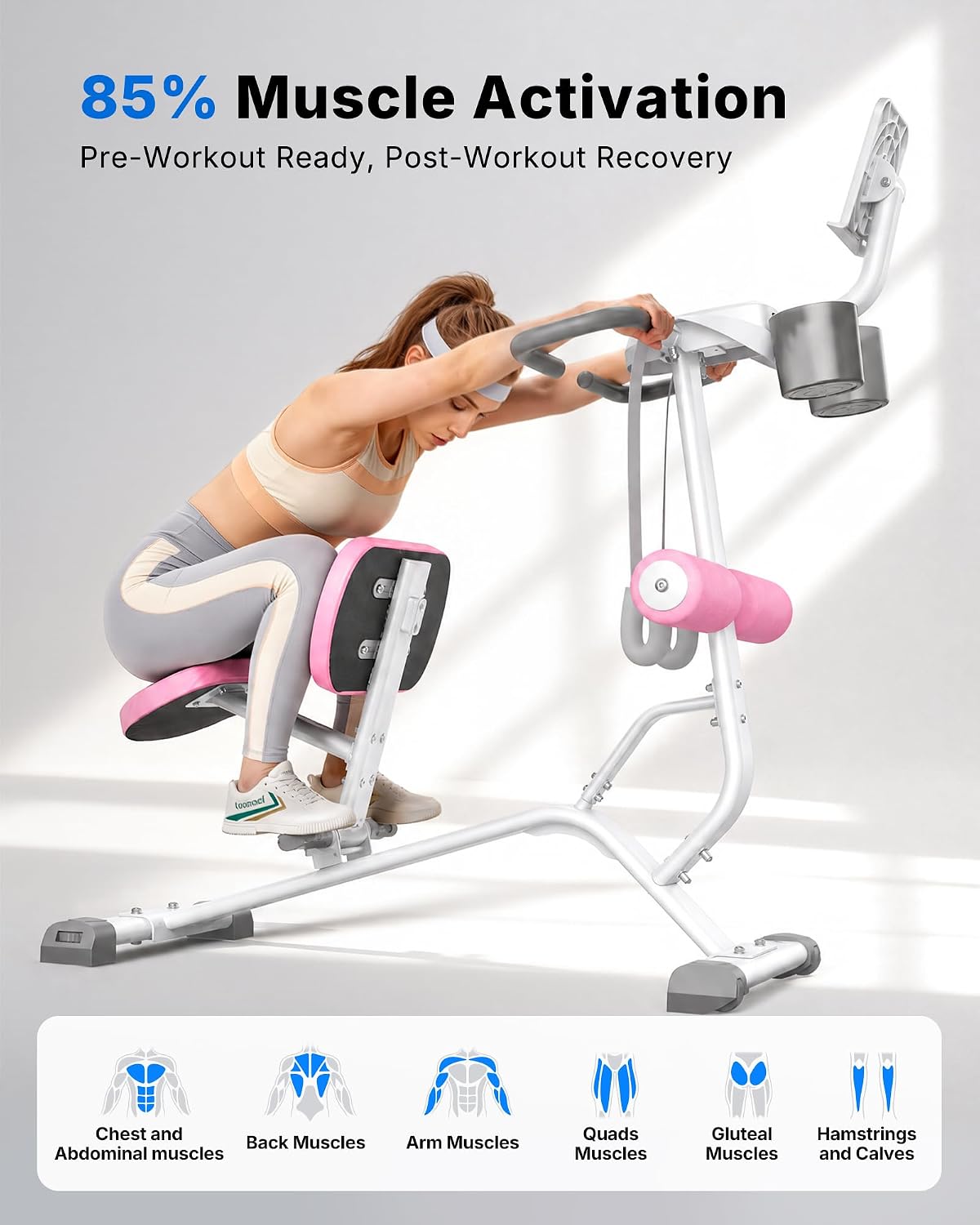 MERACH Full Body Stretch Machine Back Stretcher, 350LBS Weight Capacity | Relieves Back Pain, Extra Wide Seat, Flexibility Training, Padded Seat, Exercise Guide Chart, Stable Steel Frame, Home Gym