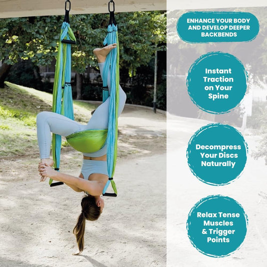 Swing Set for Back Pain Relief & Inversion Therapy | Easy setup indoor or outdoor, Adjustable straps, 600lb capacity, Carrying bag included, Free online tutorials