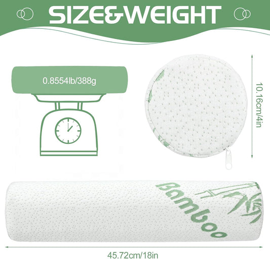 Memory Foam Roll Pillow Neck Bolster Cylinder Pillow, 18 x 4 Inch