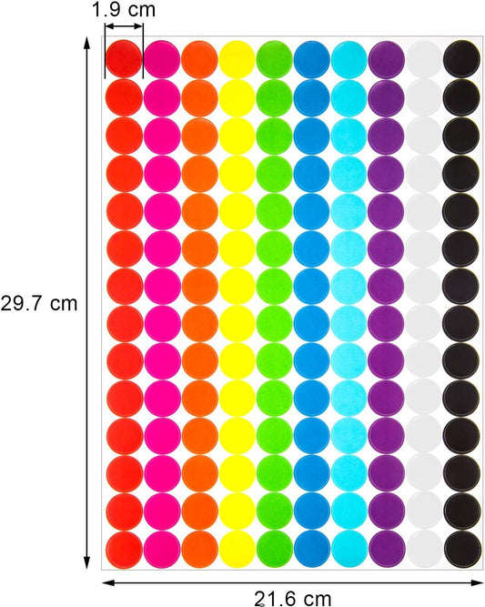 Boao 2800 Pieces 3/4'' Round Dot Stickers, Circle Dot Coding Labels Multicolor, Polka Circle Assorted Colors Sticker for Classroom, Office or Family