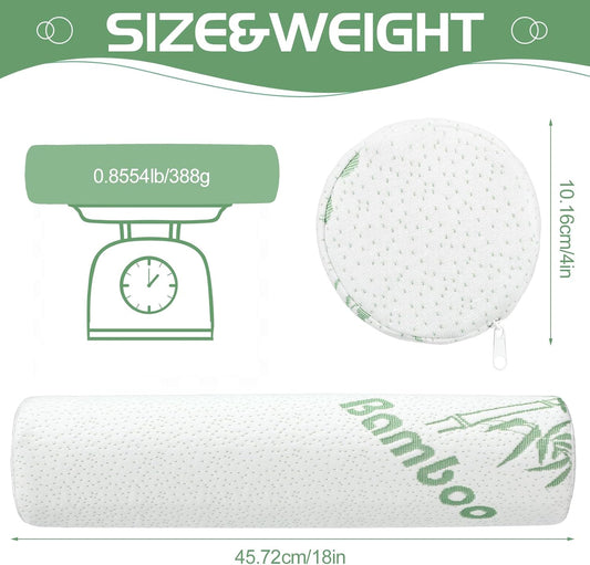Memory Foam Roll Pillow Neck Bolster Cylinder Pillow, 18 x 4 Inch