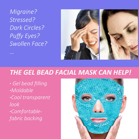 ZNÖCUETÖD Cold Face Eye Mask Ice Pack Reduce Facial Puff, Dark Circles, Hot Cold Compress Pack, Face SPA Gift for Woman Sleeping, Pressure, Headaches, Skin Care, Post Laser Cosmetic Care, Reversible