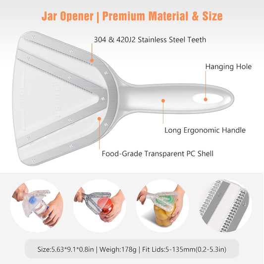 Uinxan Patented Jar Opener, Ideal for Weak Hands & Seniors with Arthritis | Effortlessly Opens 0.2"-5.3" Stubborn Lids & Screw Bottle Caps, Handheld Manual, Durable 304 Stainless Steel (Blue)