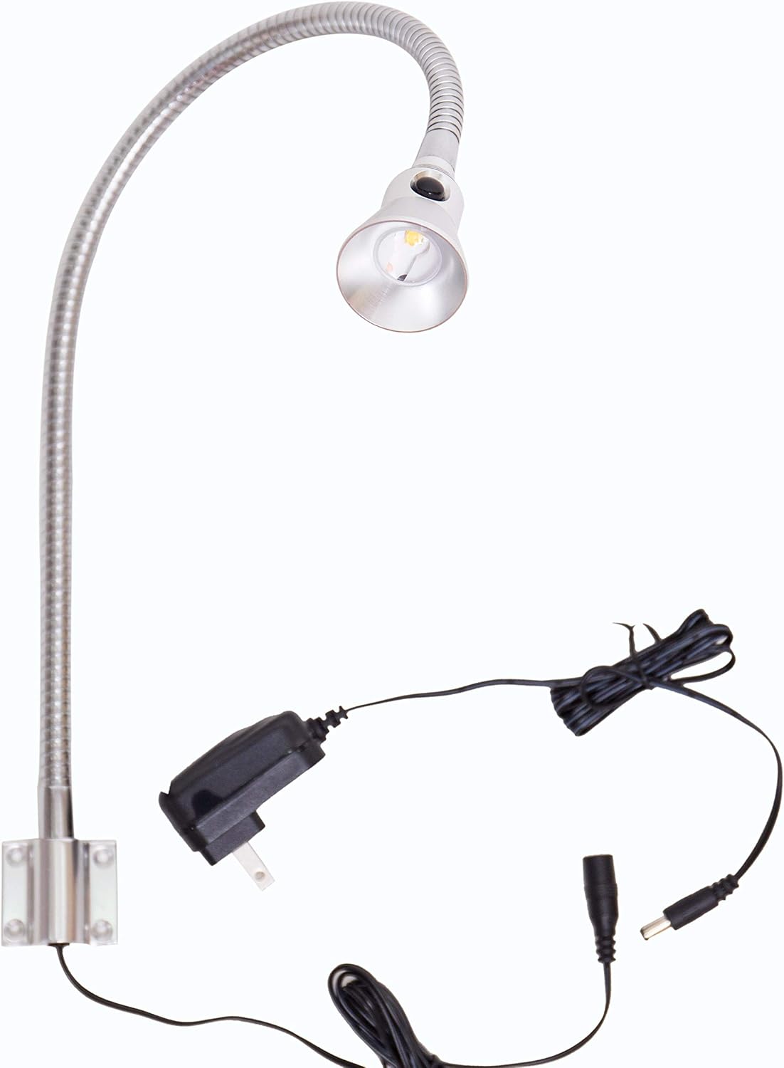 3W Bedside Wall Gooseneck Reading Light, 3000K LED Lamp Switch Chrome