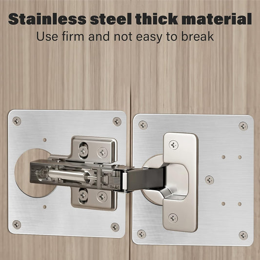Cabinet Door Hinge Repair Plate, Saisn 4 Pack Stainless Steel Hinge Repair Reinforce Bracket Kit Kitchen Cupboard Hinge Door Fixing Plate with Mounting Screws