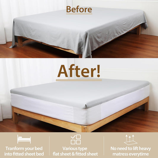 Fitted Bed Sheet Straps Elastic Sturdy Bed Sheet Strap Holder Bedroom Sheet Fasteners Keep Sheets in Place Reusable Mattress Straps for All Mattress Sizes (Queen)