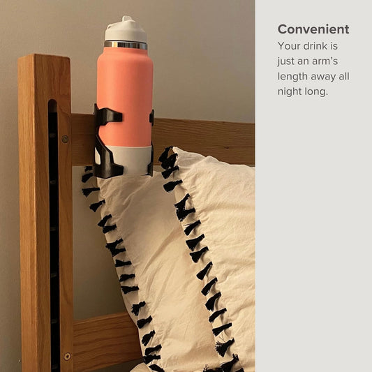 BedBev Cup Holder, Drink Holder, Bottle Holder Attachment for Beds, Bunk Bed Accessories, Lofted Beds and Cribs, Black