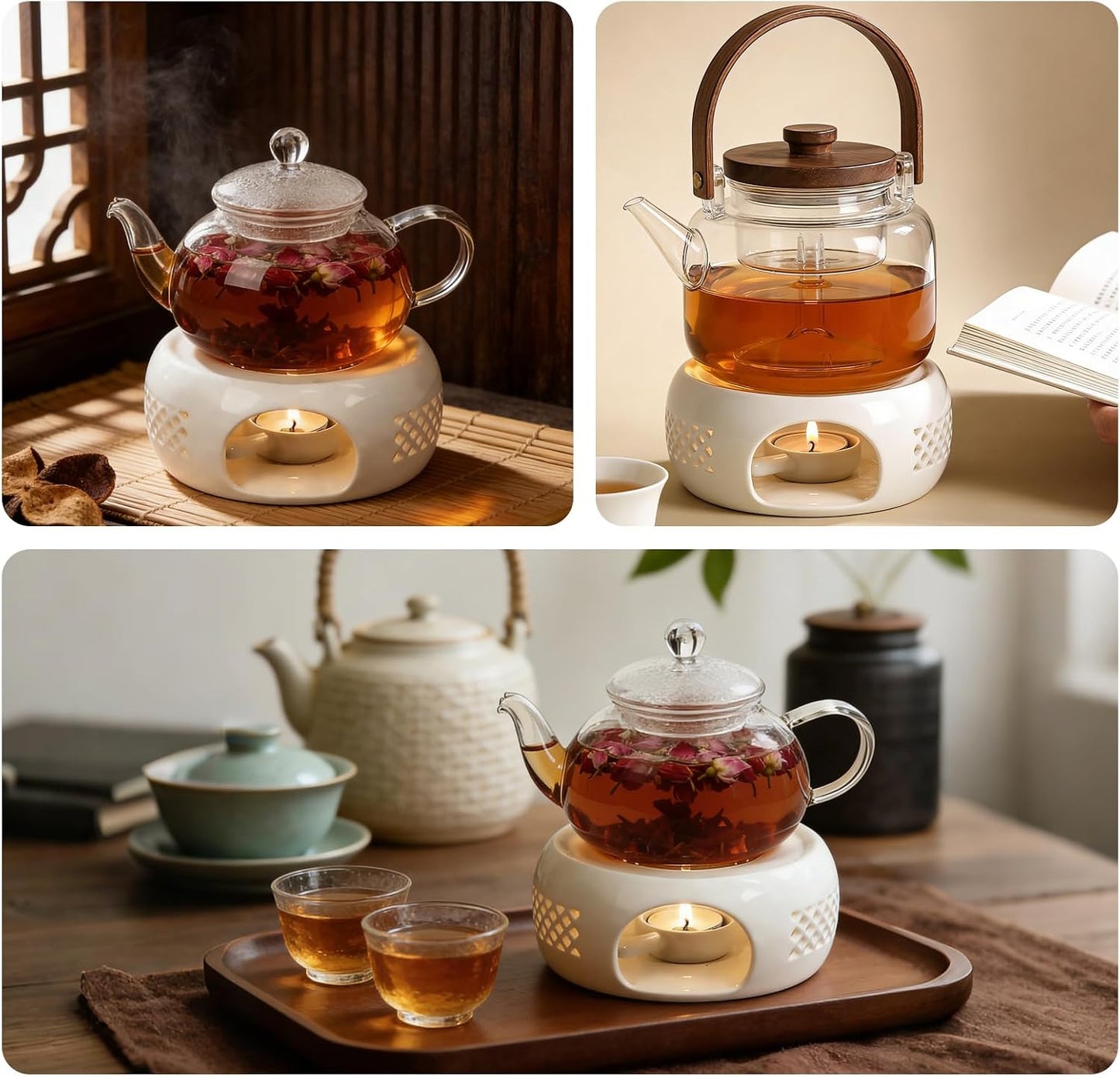 Teapot Warmer Base,Ceramic Teapot Warmer, for Keeping Tea Warm and Heating Water