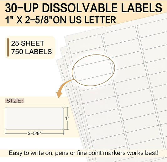 L LIKED 750 Dissolvable Food Stickers Custom 1" x 2-5/8" Inkjet 25 Sheets | Printable sheets for inkjet printers. Track shelf life & prep date. For kitchens, restaurants, food trucks, delis & fast food