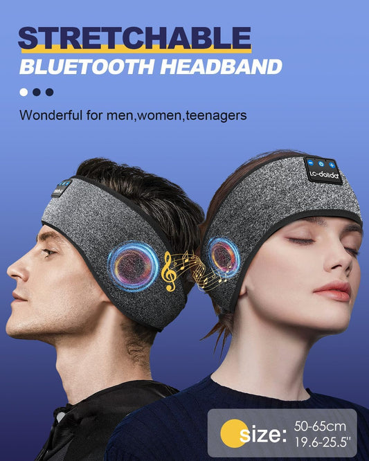 LC-dolida Sleep Headphones Bluetooth 5.4, Headband Headphones Earphones Wireless, Sleep Mask for Gifts,Workout,Jogging,Yoga(Ash)