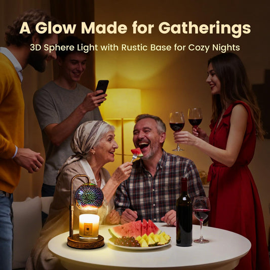 Glocusent Candle Warmer Lamp with Timer, Dimmable, Adjustable Retro 2 Bulbs
