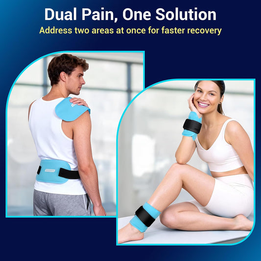 Comfytemp Ice Packs for Injuries Reusable, Large Hot Cold Gel Pack for Body | FSA Eligible HSA, Wearable Ice Heat Pad Wrap for Shoulder Back Knee Pain Relief, Arthritis, 2 Adjustable Straps, 10.5"x14.5"