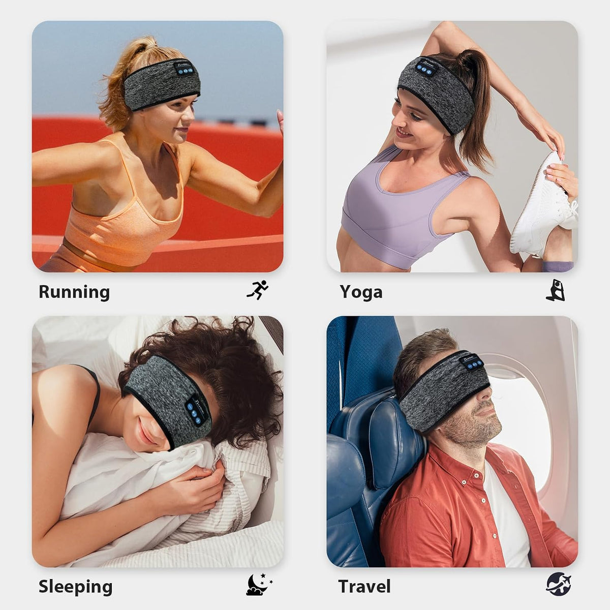 Adjustable Headband Headphones Sleeping Headphones with Ultra-Thin Speakers