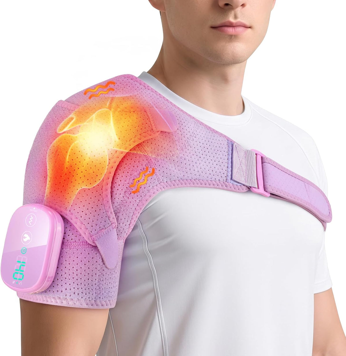 WoloyHeatie Cordless Shoulder Heating Pad with Massage, FSA Eligible Items