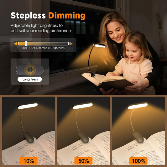 ARTIST'S DREAM Book Light for Reading at Night with 14 LEDs, 3 Eye-Caring Color Temperatures, Featuring Long Runtime and Lightweight Design - The Flexible Clip-On Book Light Designed for Book Lovers