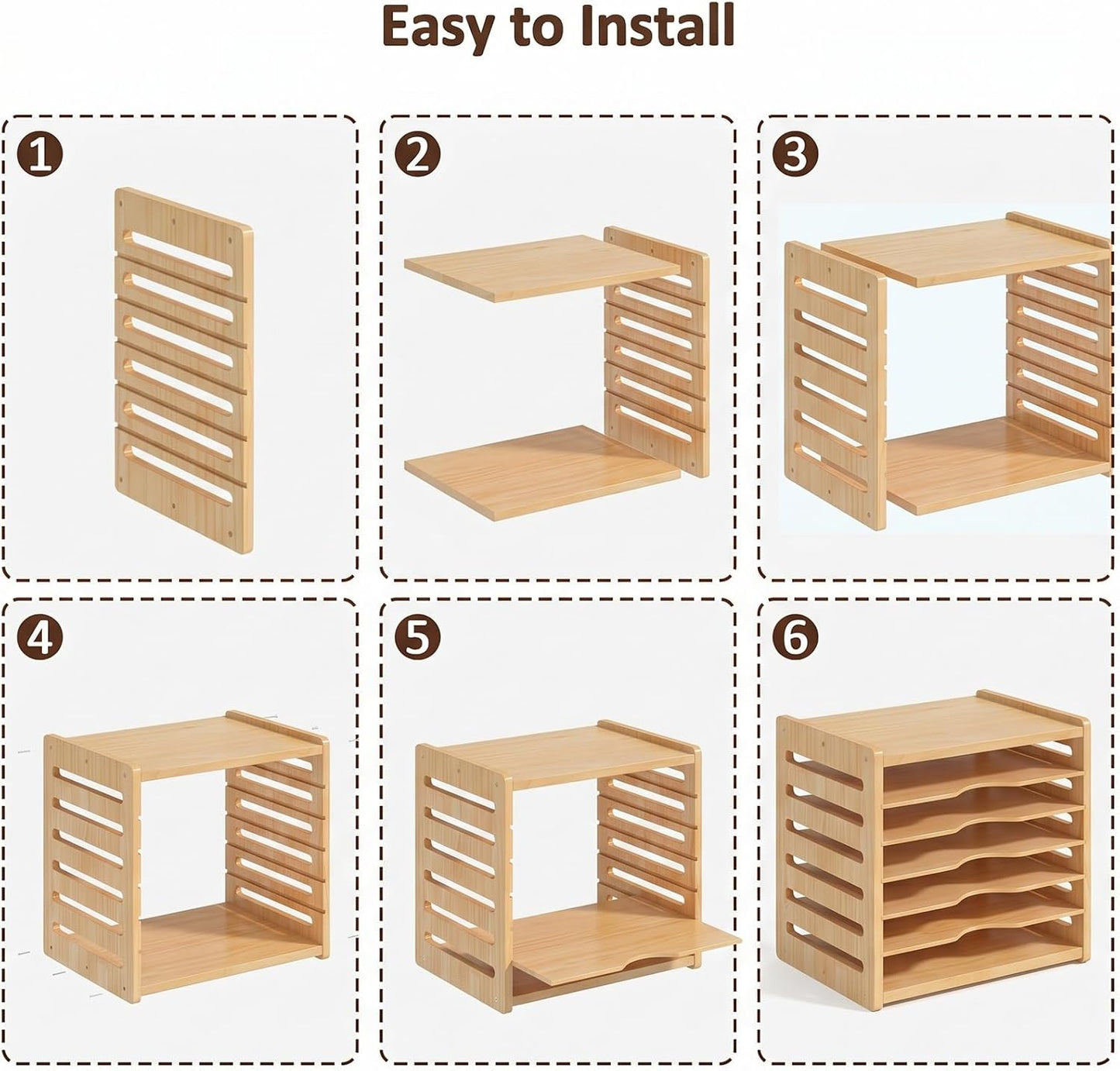 7 Tier Wooden Tray Dividers for Cabinets | Kitchen Vertical Cookie Sheet Organizer, Baking Trays Storage Rack, For Baking Pans, Cutting Board